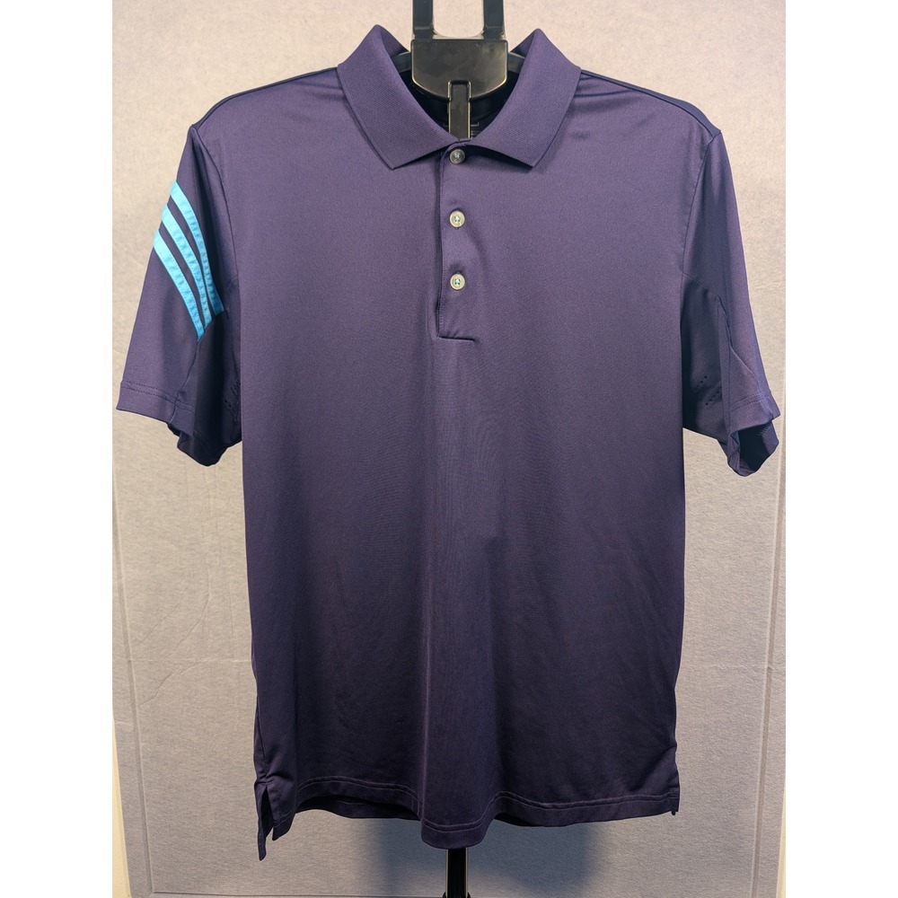 Adidas‎ Golf Polo Mens M Purple Puremotion CoolMax 3-Stripe Excellent